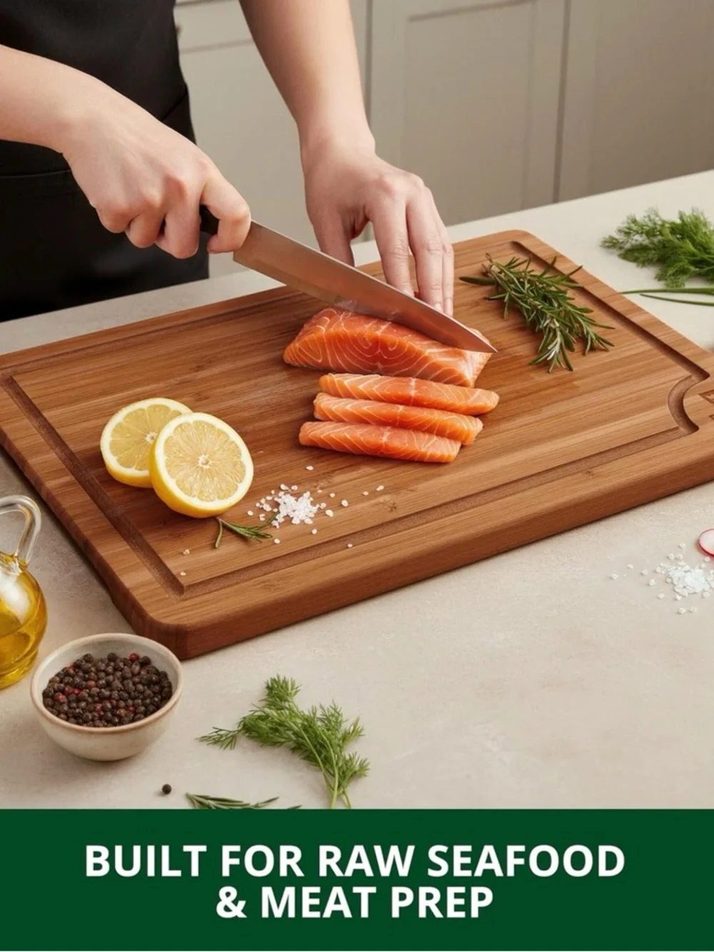 Wood Bamboo Cutting Board Set - Natural Wood